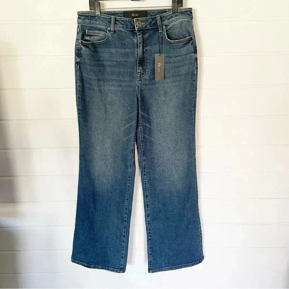 NWT La Joie High Waist Wide Leg Jeans in Medium Wash Size 14